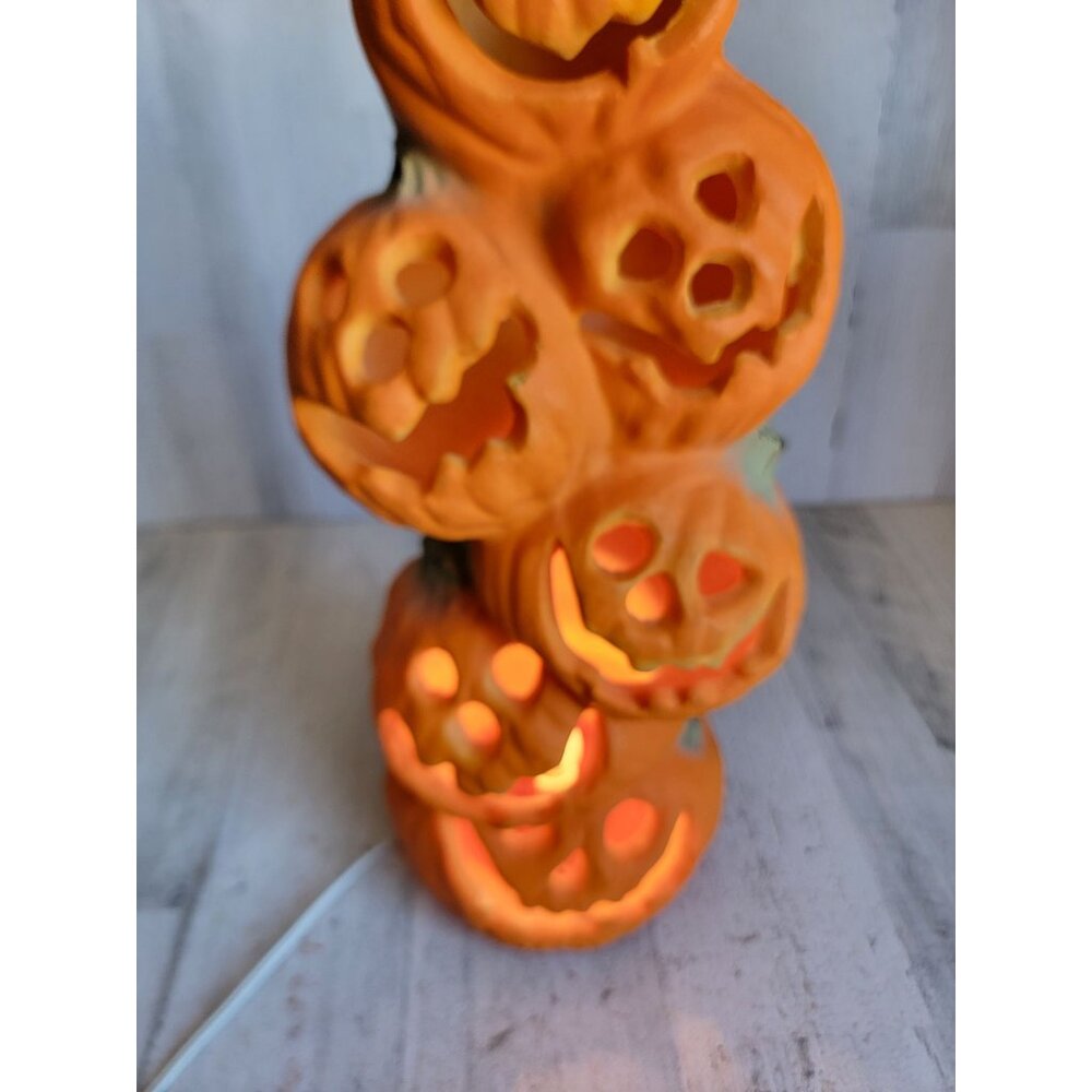 Gemmy pumpkin stack Halloween light up home decor prop Styrofoam - Picture 4 of 10